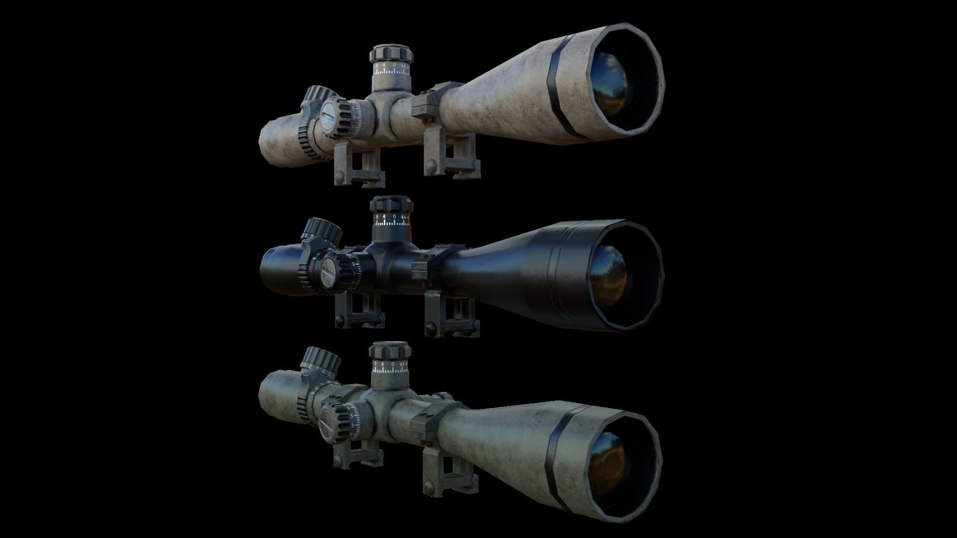 Scope 8X-32X Zoom Low-poly 3D model_1
