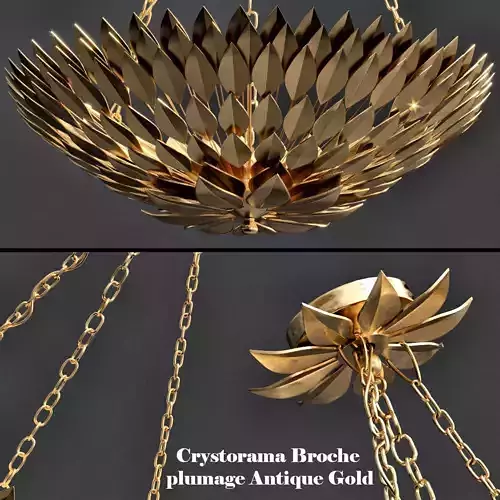 Crystorama Broche plumage Antique Gold CHANDELIER