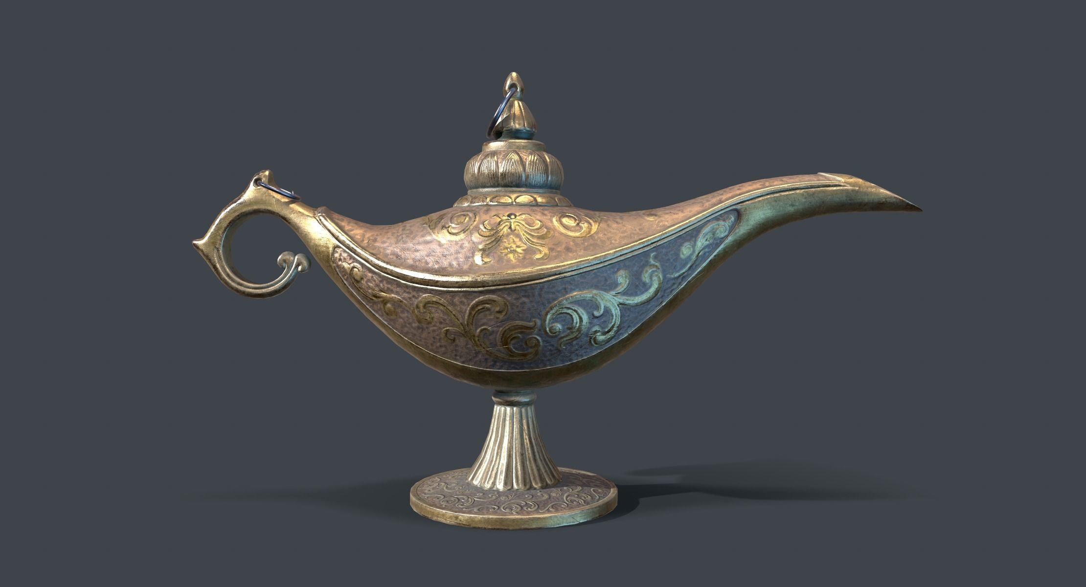 Magic Oil Lamp Lowpoly Low-poly 3D model_2