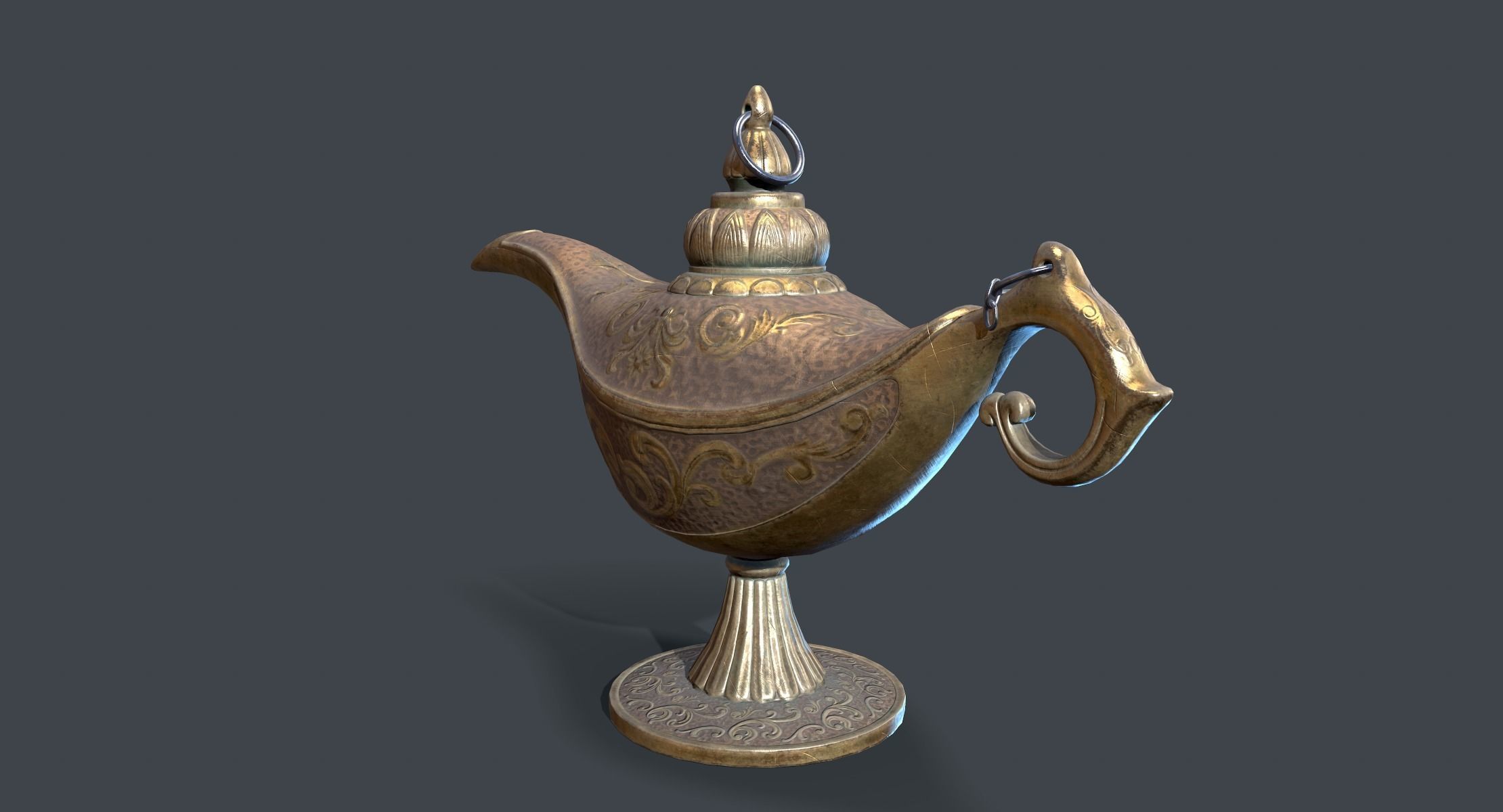 Magic Oil Lamp Lowpoly Low-poly 3D model_3