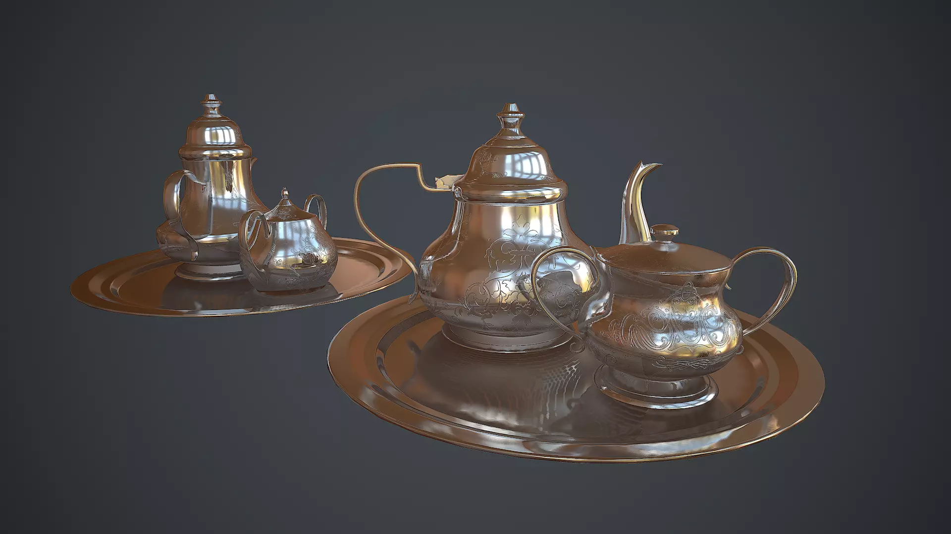 Victorian era silver teapot Low-poly 3D model