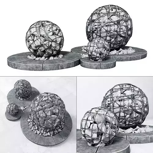 Street gabion sphere decor