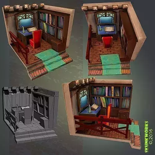 Medieval Library Interior