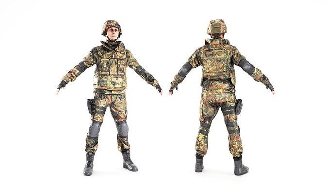 Soldier in Bundeswehr military uniform 11 Low-poly 3D model