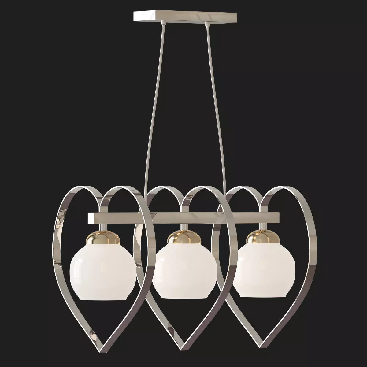 WUMINGHU chandelier with three glass hearts hanging from it 3D model