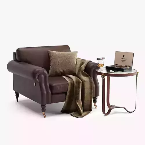 Armchair of Grandpa Low-poly 3D model