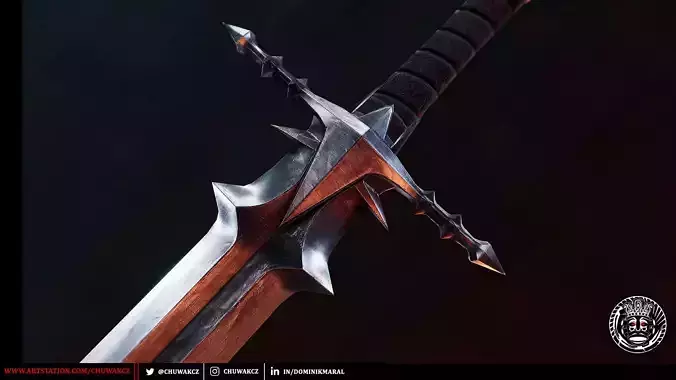 Nazgul Greatsword - fantasy PBR game ready 3d weapon Low-poly 3D model
