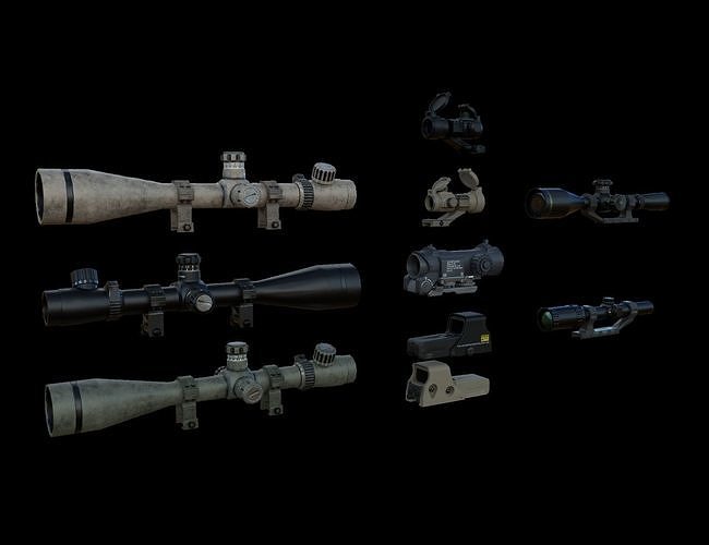Sight and Scope Package Low-poly 3D model