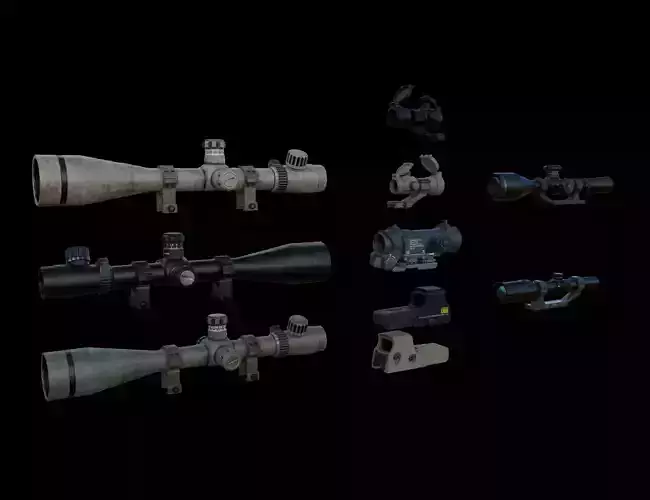 Sight and Scope Package Low-poly 3D model