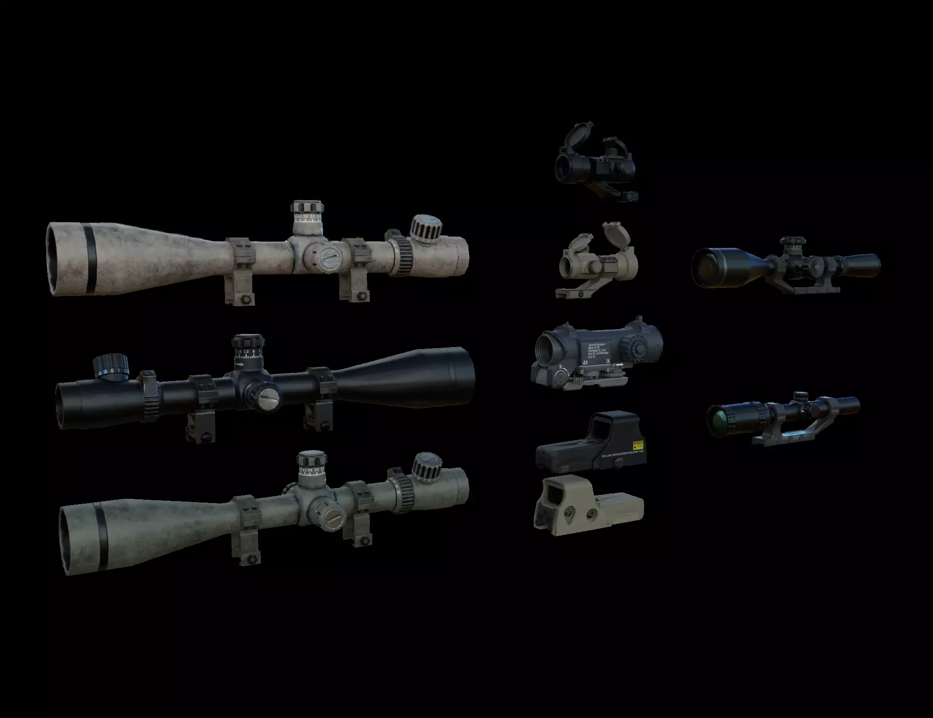 Sight and Scope Package Low-poly 3D model_0