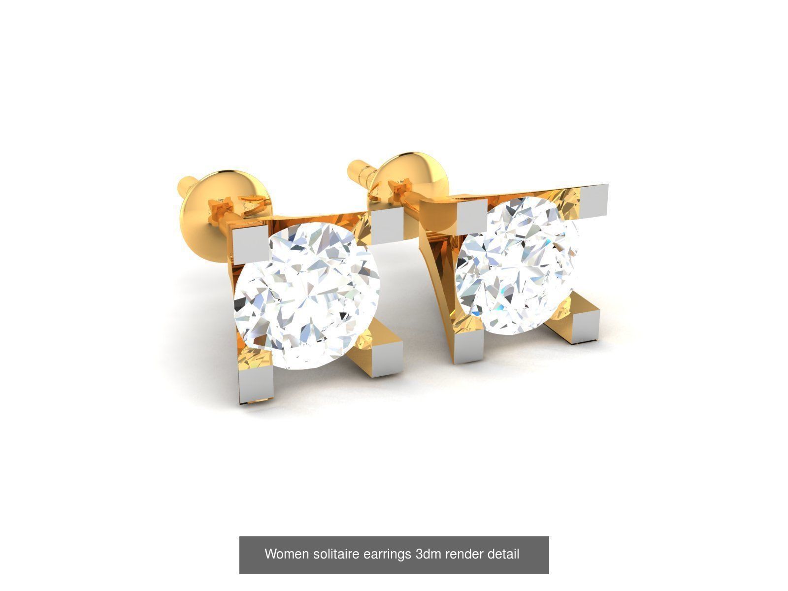 13 Bulk Women solitaire earrings 3dm render detail  3D Model Collection_8