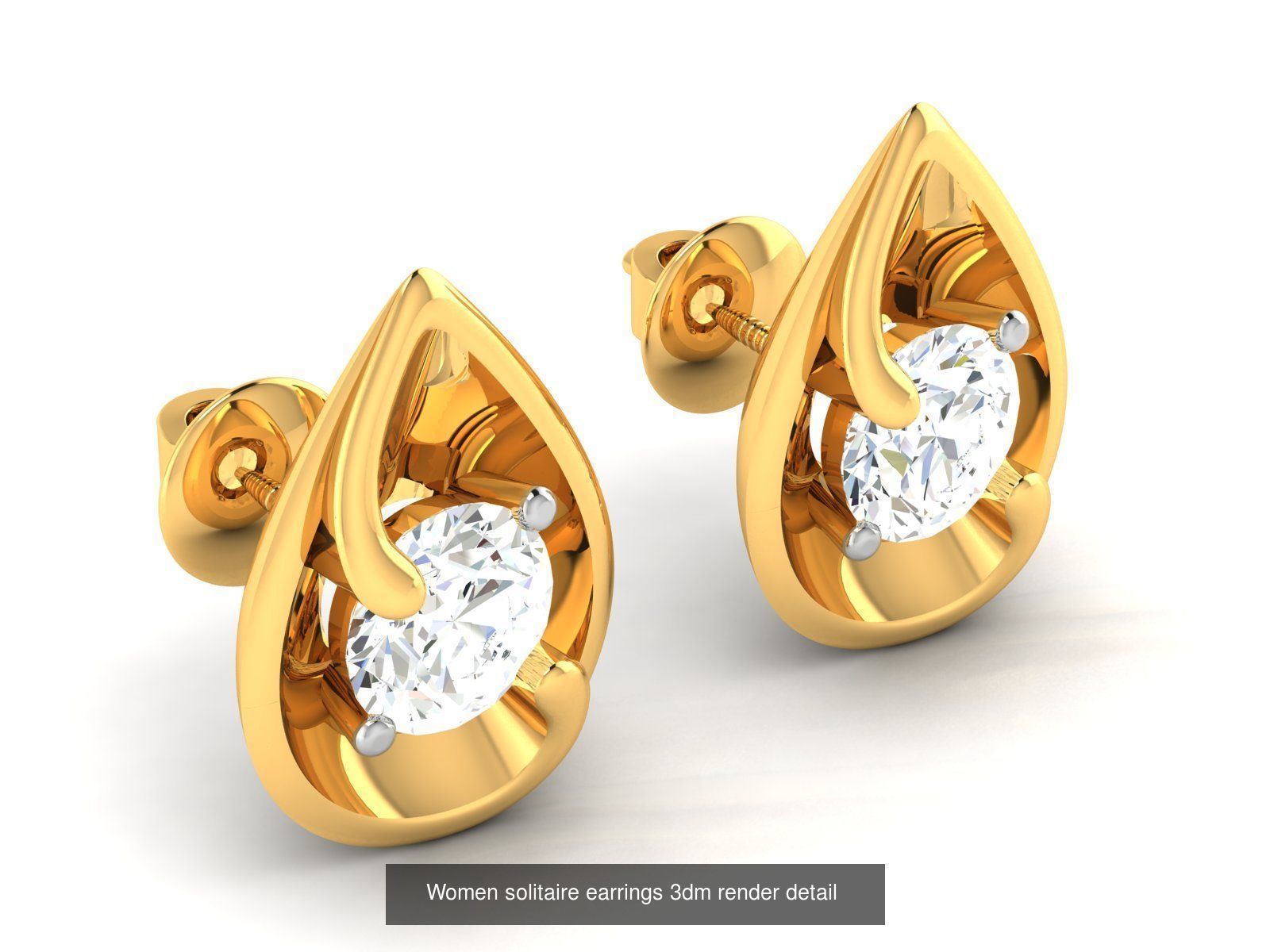 13 Bulk Women solitaire earrings 3dm render detail  3D Model Collection_11