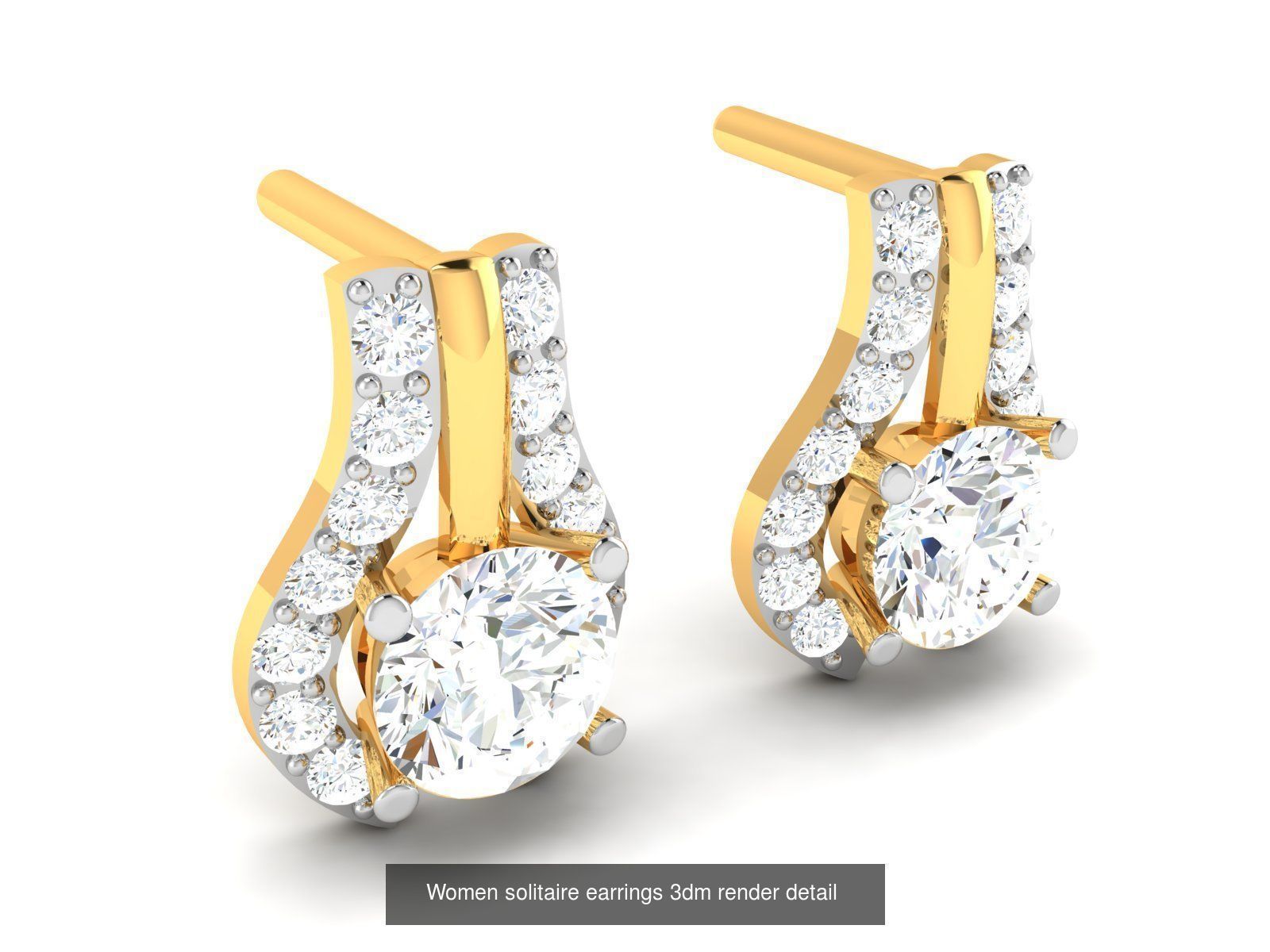 13 Bulk Women solitaire earrings 3dm render detail  3D Model Collection_3
