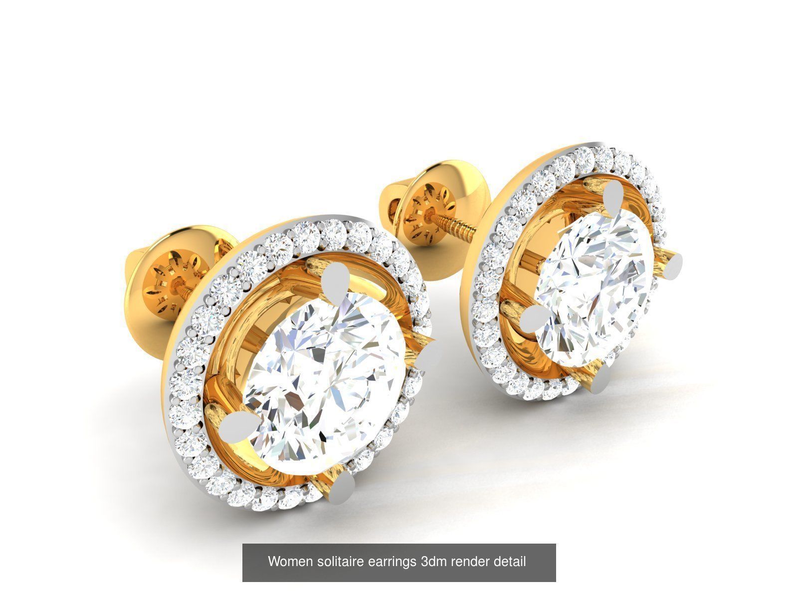 13 Bulk Women solitaire earrings 3dm render detail  3D Model Collection_7