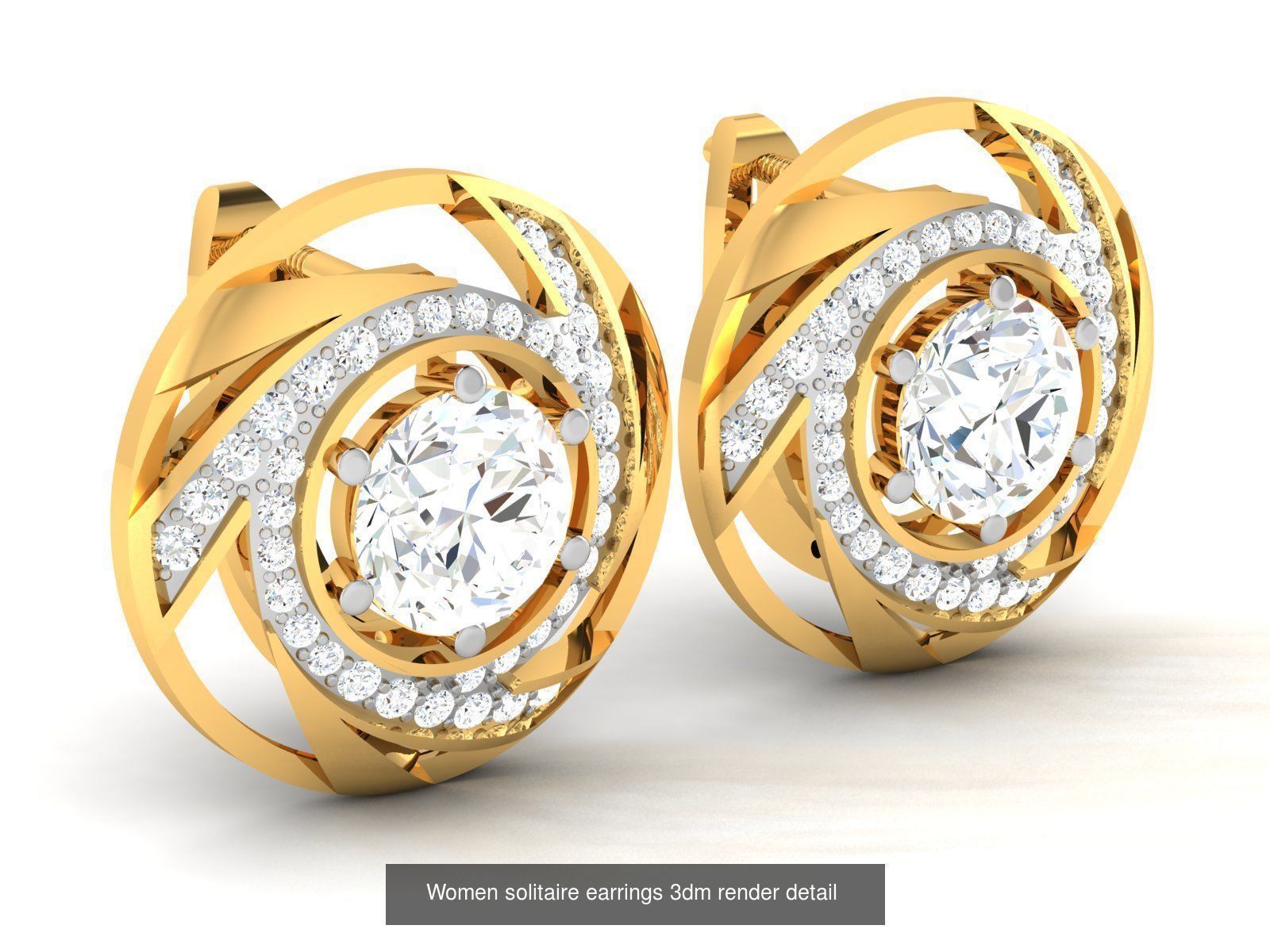 13 Bulk Women solitaire earrings 3dm render detail  3D Model Collection_5