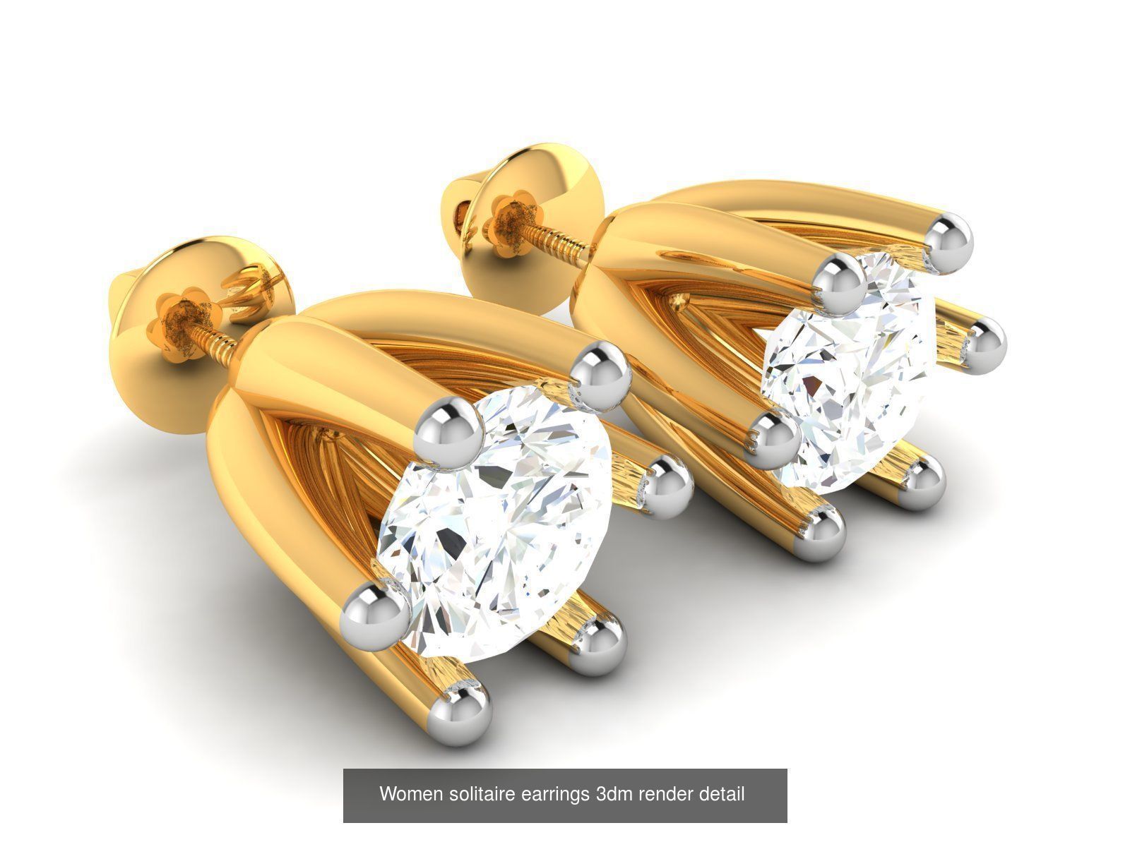 13 Bulk Women solitaire earrings 3dm render detail  3D Model Collection_13