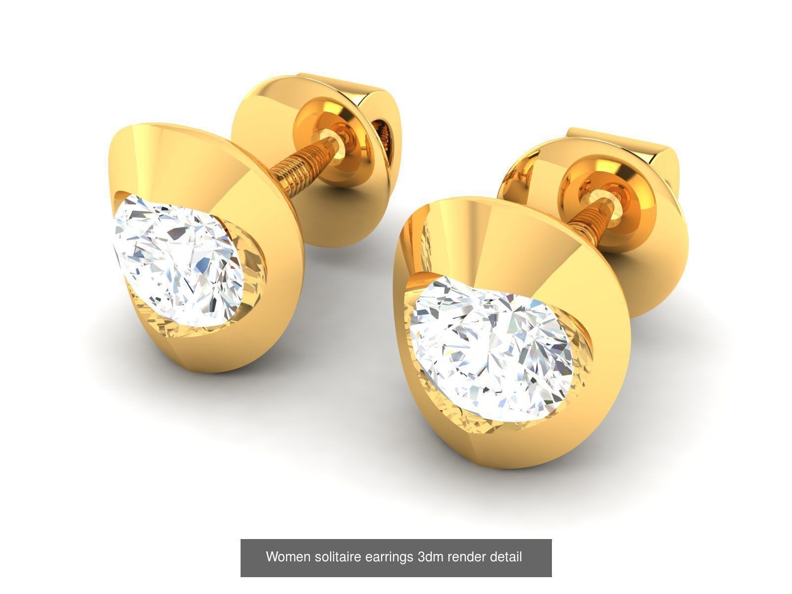 13 Bulk Women solitaire earrings 3dm render detail  3D Model Collection_4