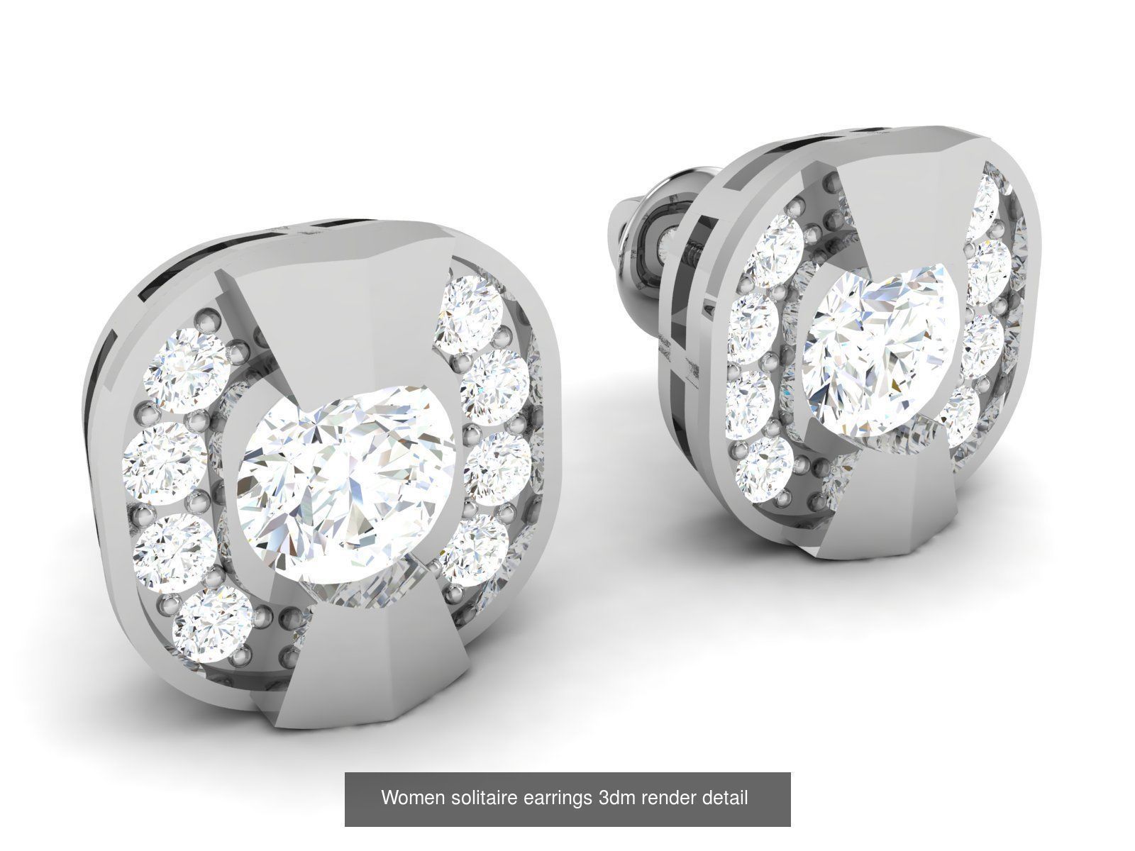 13 Bulk Women solitaire earrings 3dm render detail  3D Model Collection_2