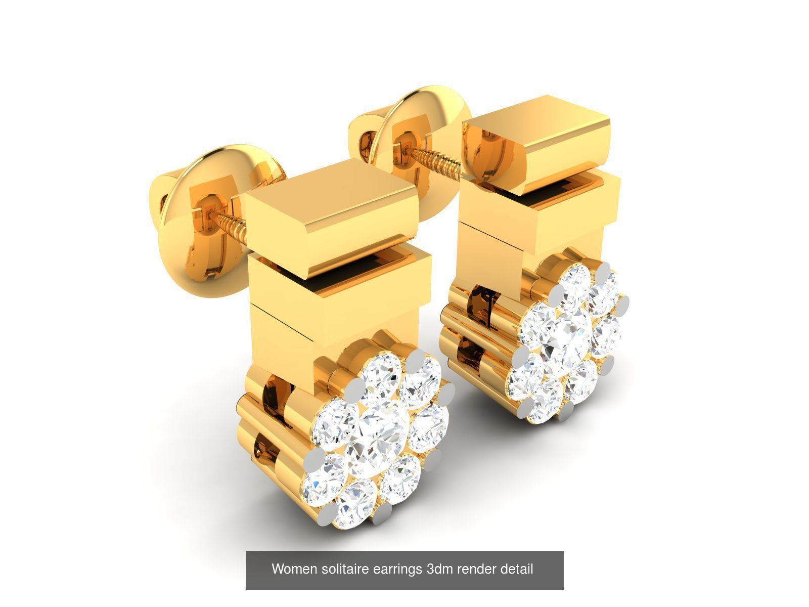 13 Bulk Women solitaire earrings 3dm render detail  3D Model Collection_6