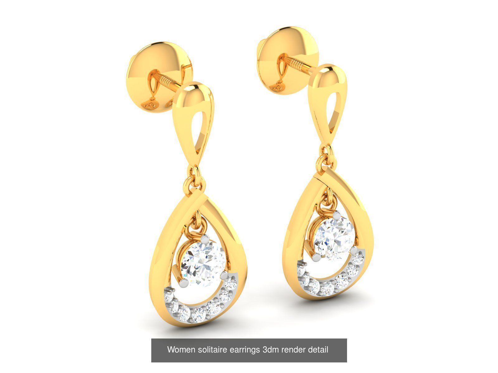 13 Bulk Women solitaire earrings 3dm render detail  3D Model Collection_10