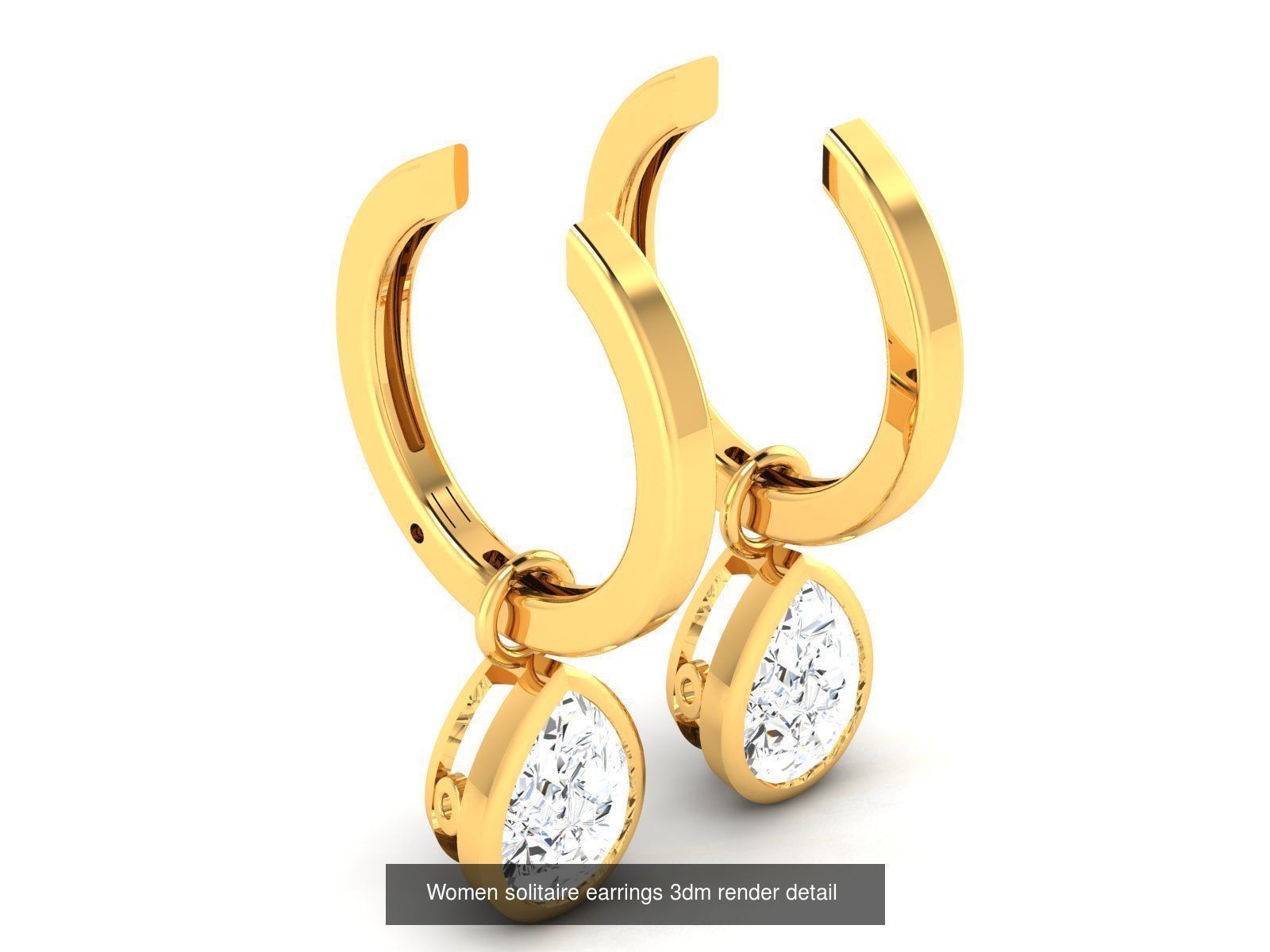 13 Bulk Women solitaire earrings 3dm render detail  3D Model Collection_9