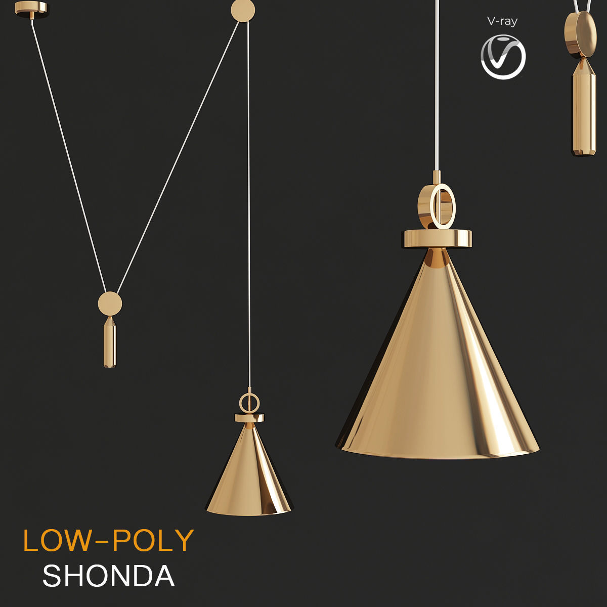 Pendant Lamp collection 3d model Low-poly 3D model_3