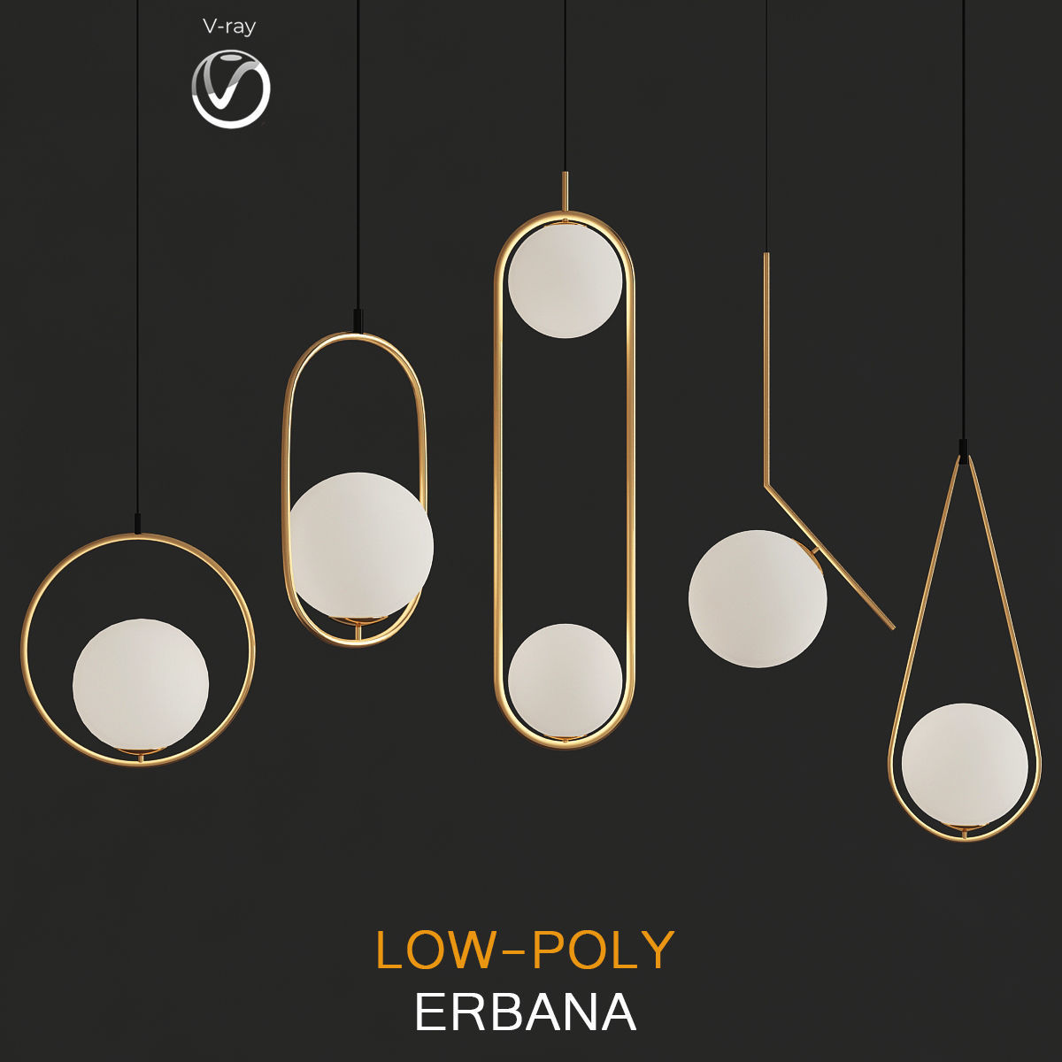 Pendant Lamp collection 3d model Low-poly 3D model_6