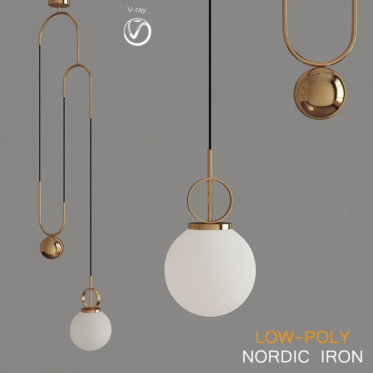 Chandelier collection 3d model pieces Low-poly 3D model_17