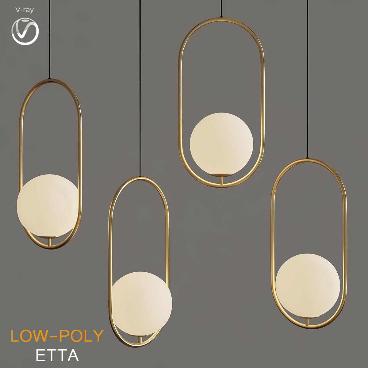 Chandelier collection 3d model pieces Low-poly 3D model_10