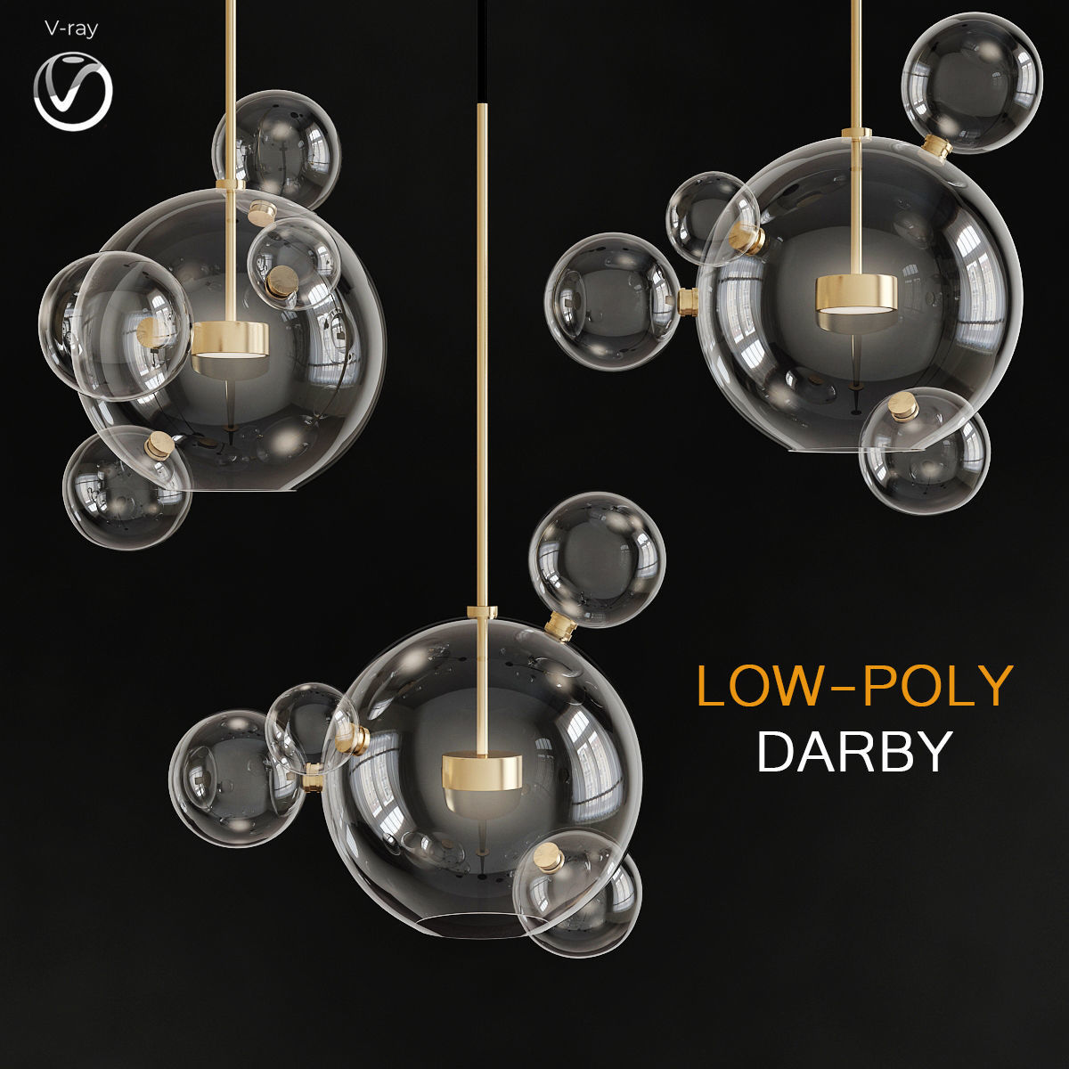 Chandelier collection 3d model pieces Low-poly 3D model_6