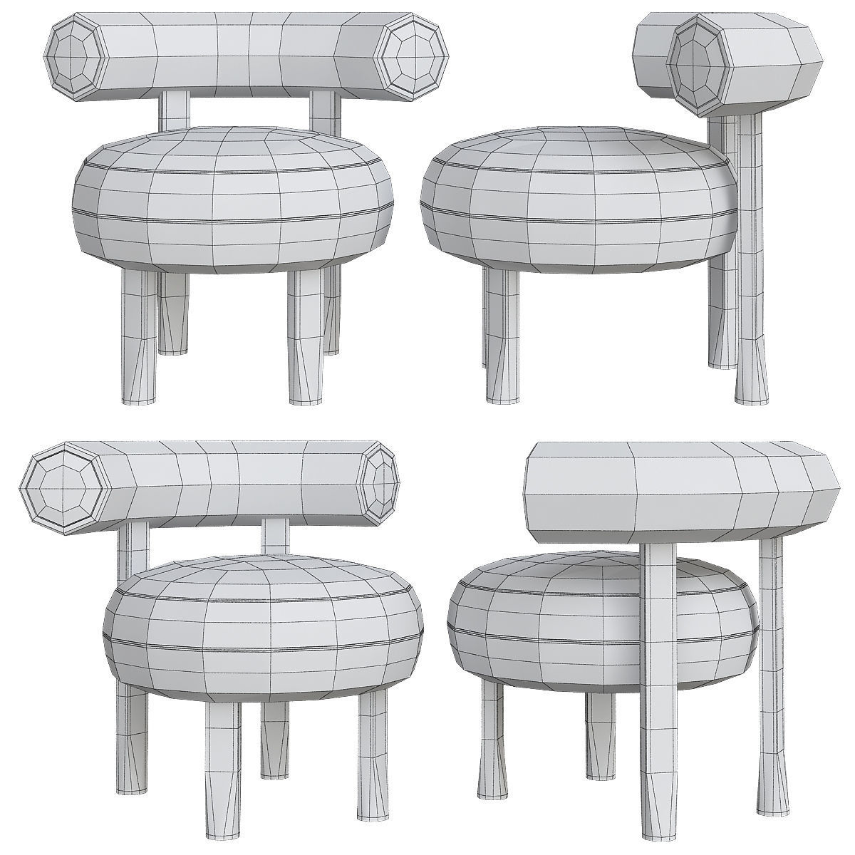 Chair collection 3d model low - poly Low-poly 3D model_11