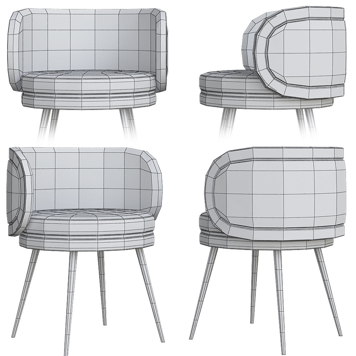 Chair collection 3d model low - poly Low-poly 3D model_4