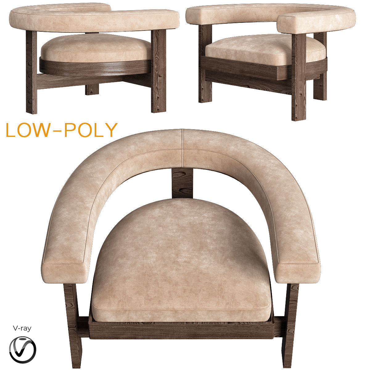 Chair collection 3d model low - poly Low-poly 3D model_19