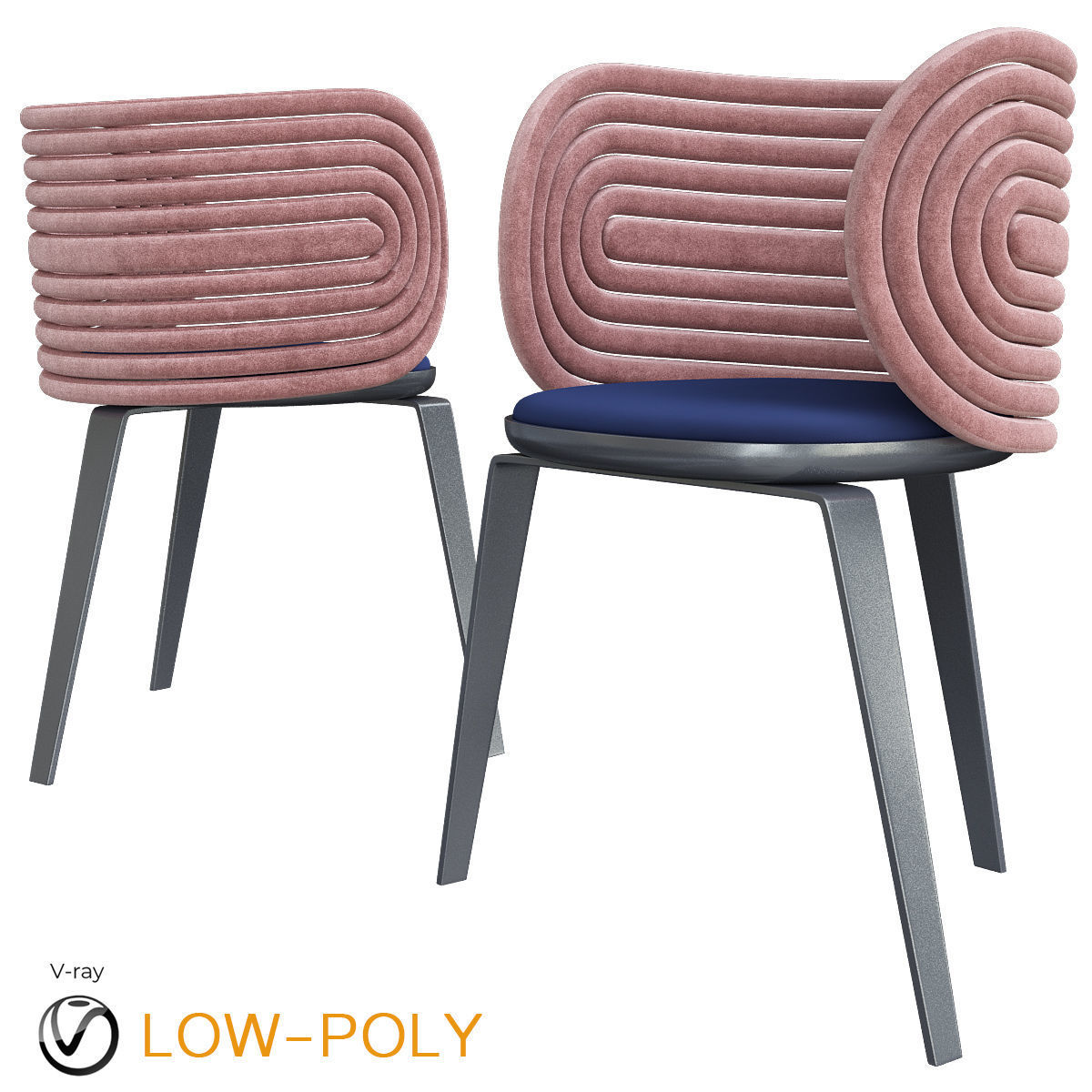 Chair collection 3d model low - poly Low-poly 3D model_7