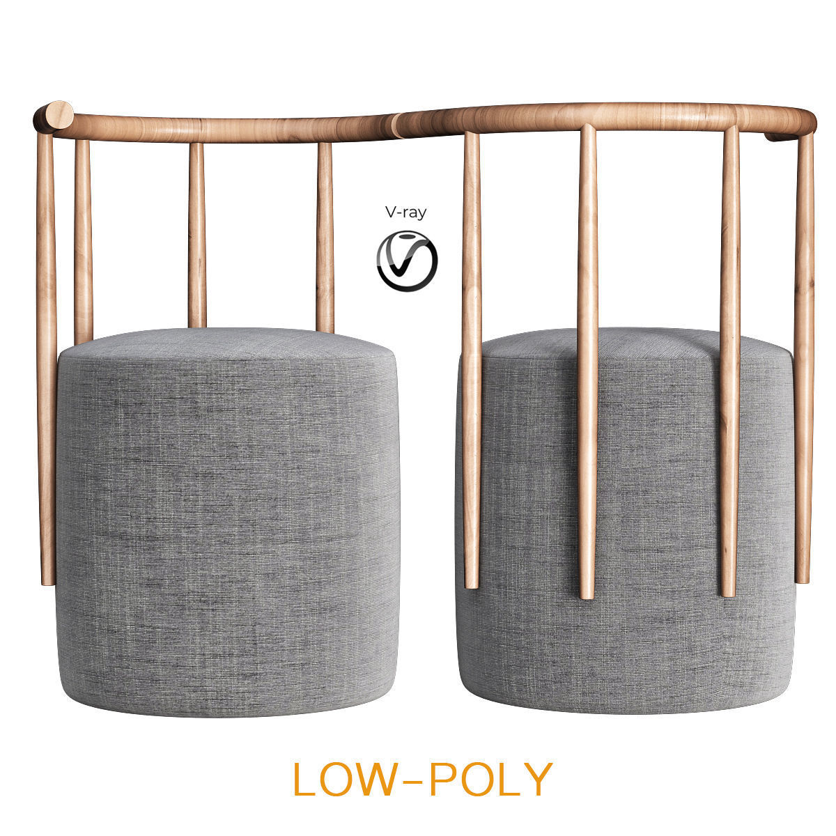 Chair collection 3d model low - poly Low-poly 3D model_6