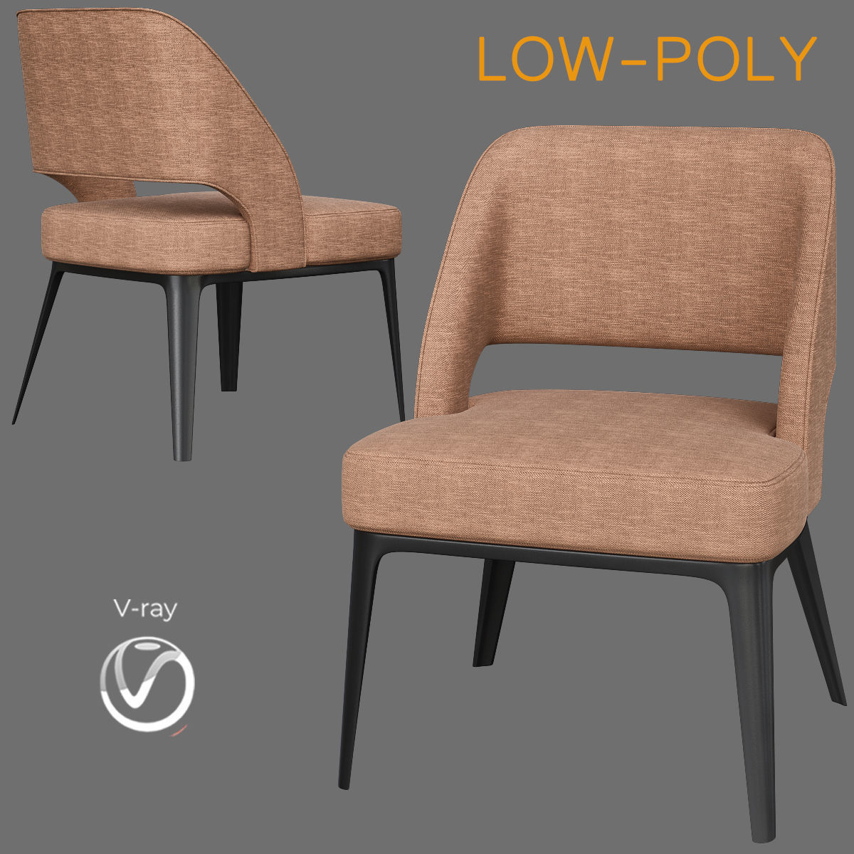 Chair collection 3d model low - poly Low-poly 3D model_1