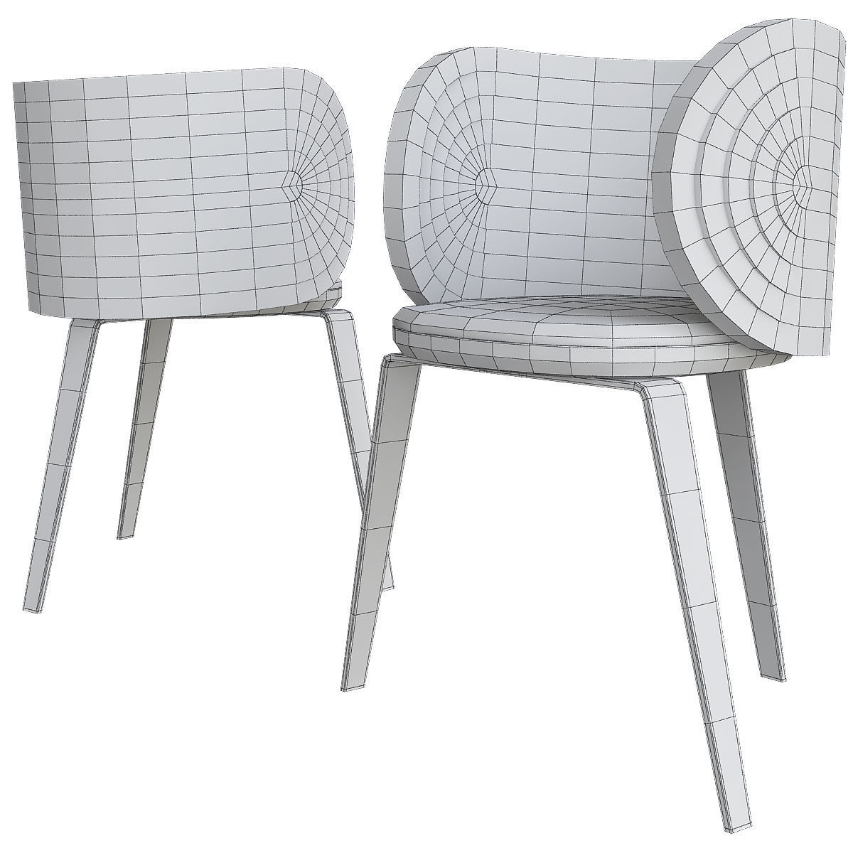 Chair collection 3d model low - poly Low-poly 3D model_8