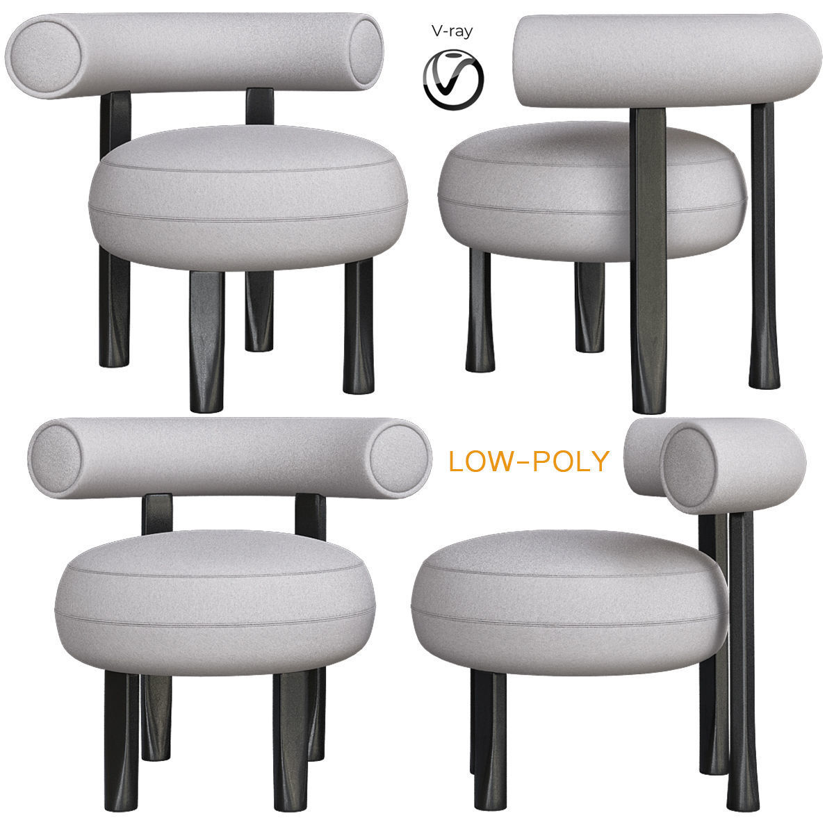 Chair collection 3d model low - poly Low-poly 3D model_12