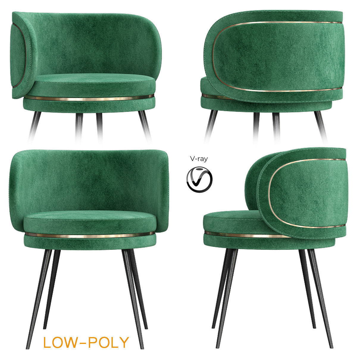 Chair collection 3d model low - poly Low-poly 3D model_3