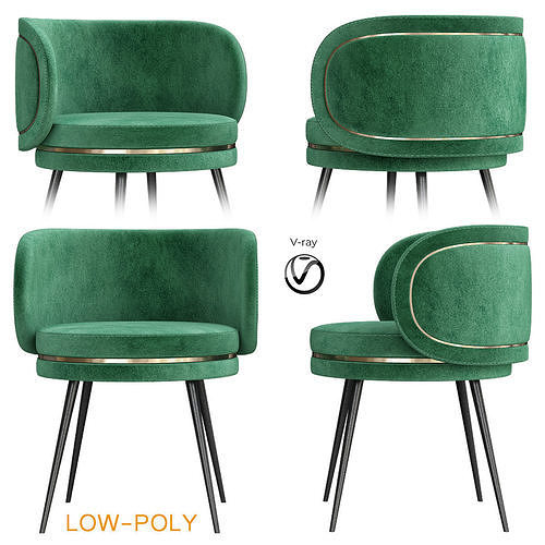 Chair collection 3d model low - poly Low-poly 3D model 4