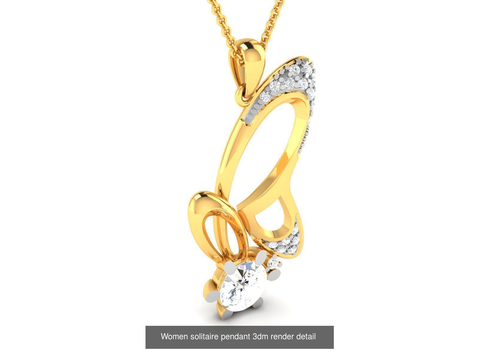 19 Women solitaire pendant 3dm render detail 3D print model 3D Model Collection_14