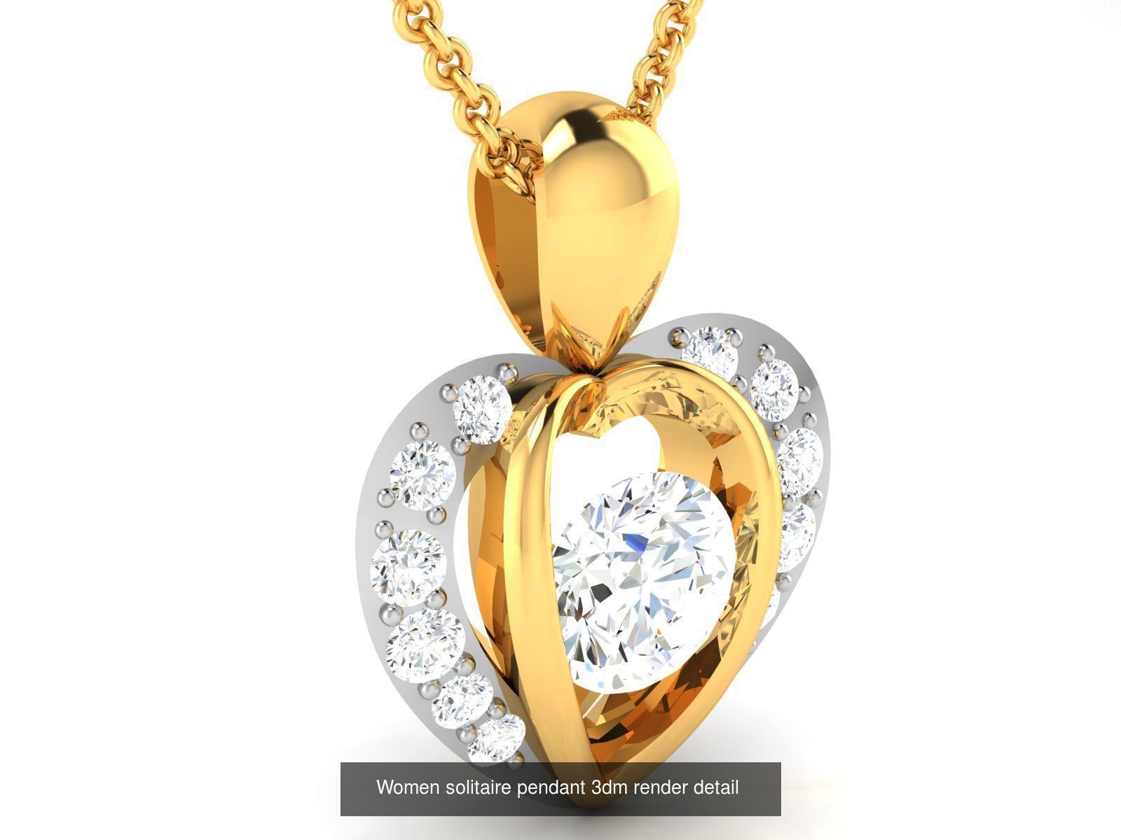 19 Women solitaire pendant 3dm render detail 3D print model 3D Model Collection_9