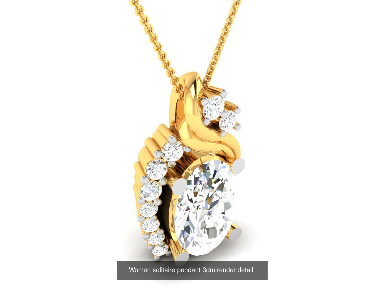 19 Women solitaire pendant 3dm render detail 3D print model 3D Model Collection_18