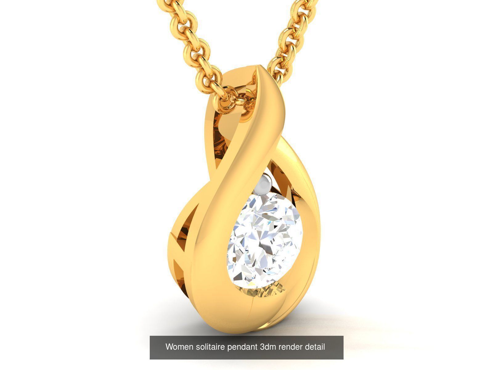19 Women solitaire pendant 3dm render detail 3D print model 3D Model Collection_13