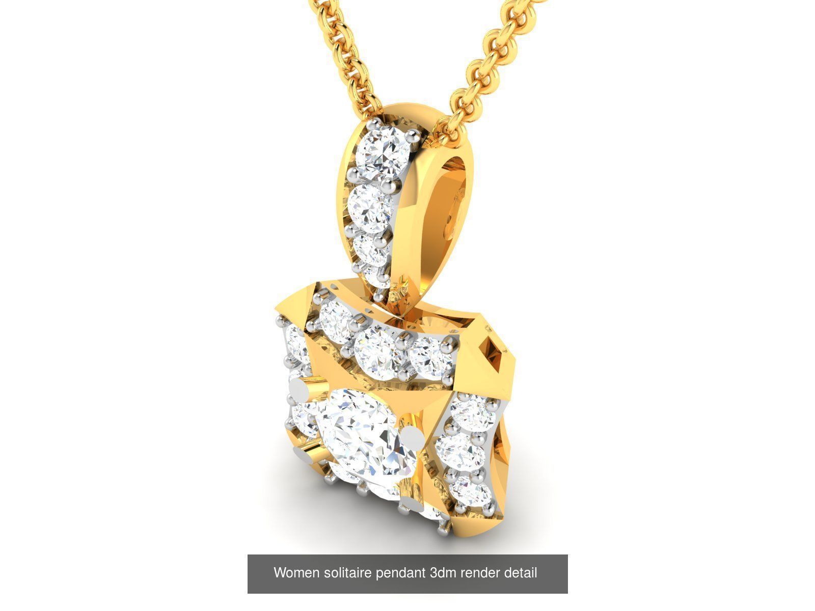 19 Women solitaire pendant 3dm render detail 3D print model 3D Model Collection_12