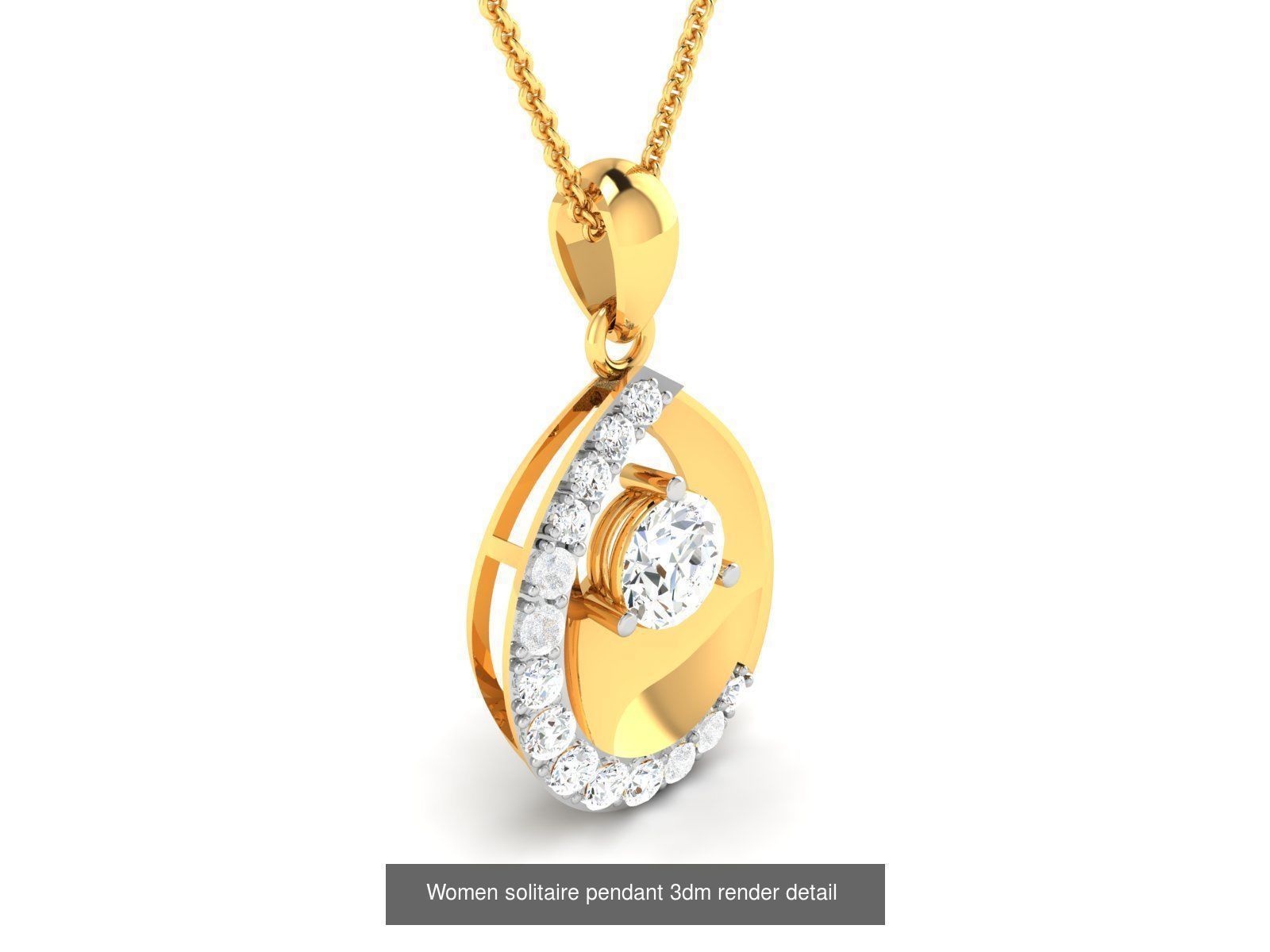 19 Women solitaire pendant 3dm render detail 3D print model 3D Model Collection_17
