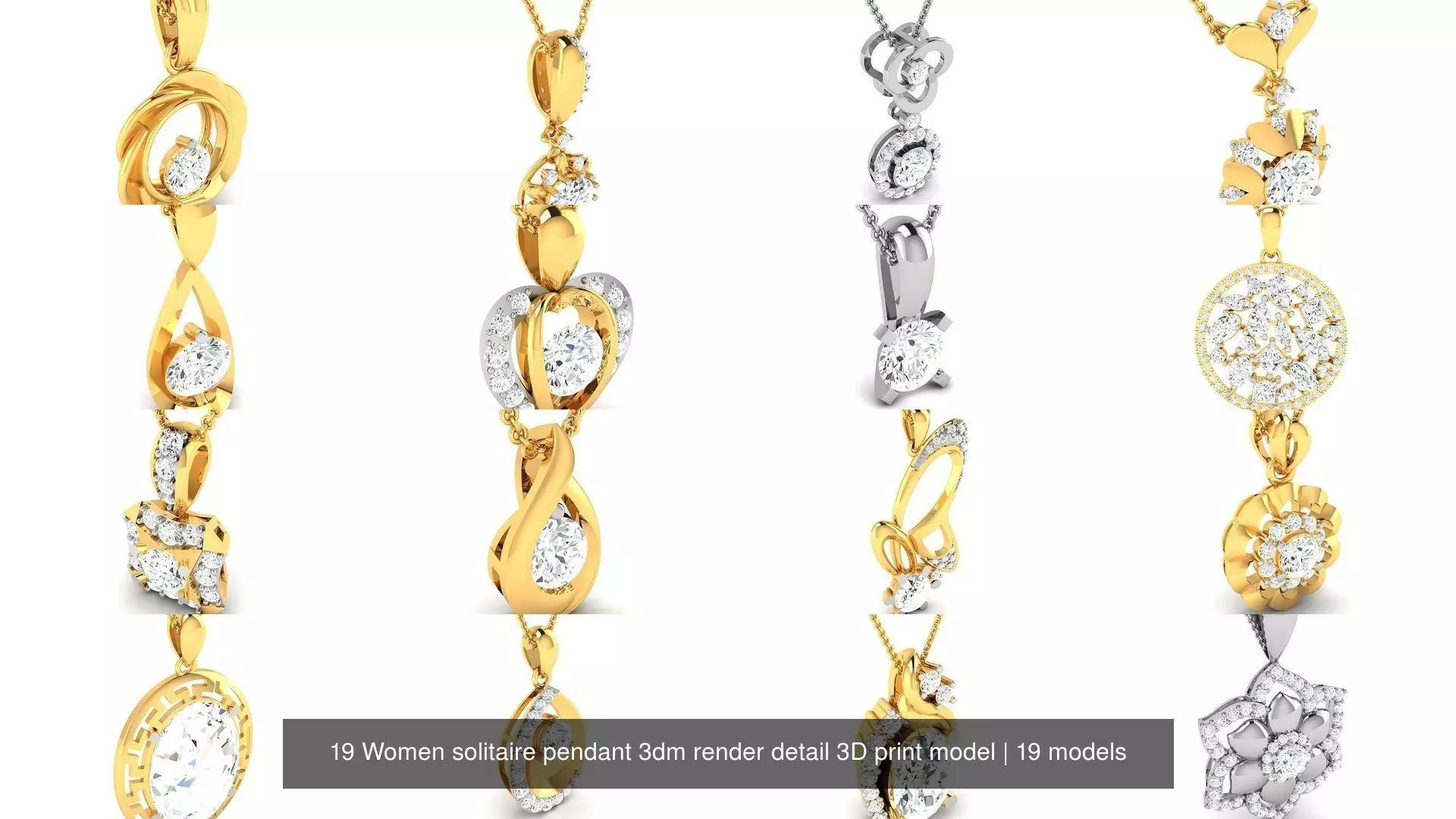 19 Women solitaire pendant 3dm render detail 3D print model 3D Model Collection_0
