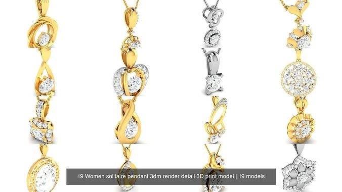 19 Women solitaire pendant 3dm render detail 3D print model 3D Model Collection