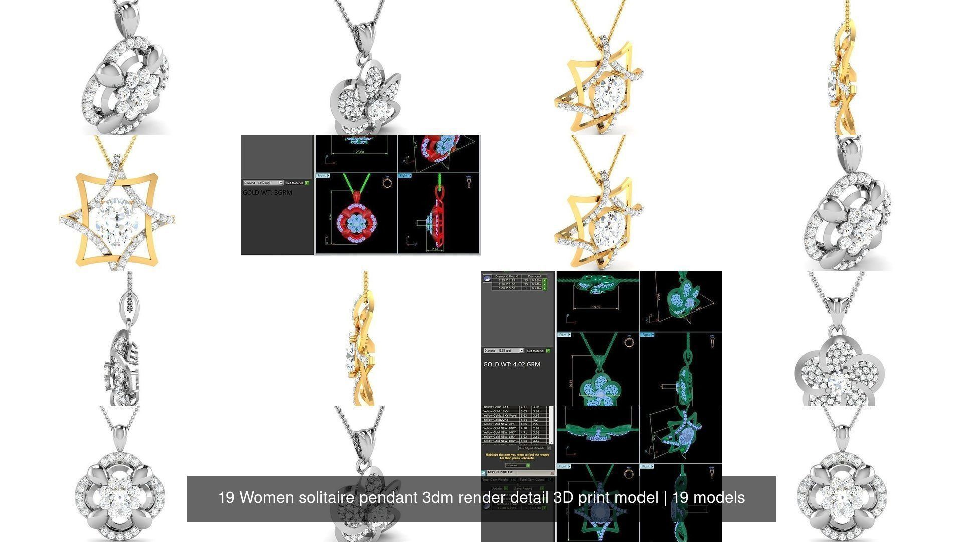 19 Women solitaire pendant 3dm render detail 3D print model 3D Model Collection_2