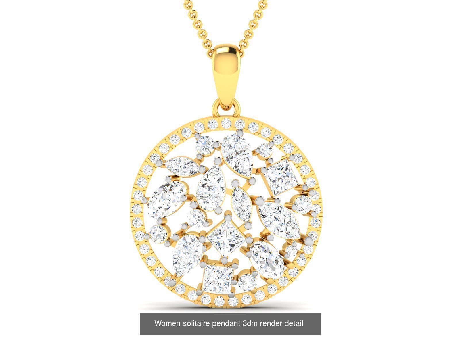 19 Women solitaire pendant 3dm render detail 3D print model 3D Model Collection_11